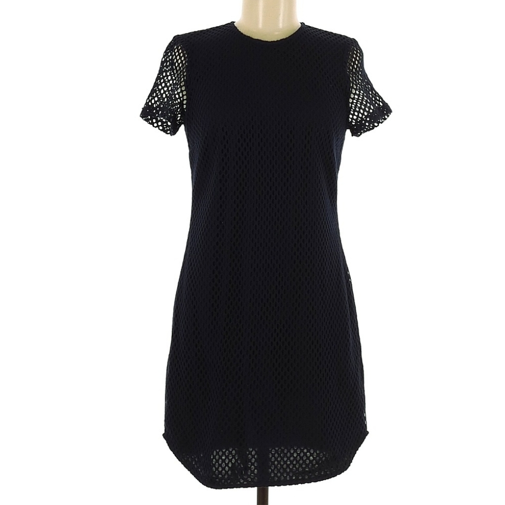 Banana Republic dark blue fishnet mesh gothic dress w zipper & alternative class